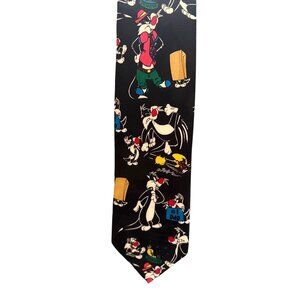 Looney Tunes Mania Sylvester #1 Dad Tie 1995 100% Polyester Black Novelty Neckti